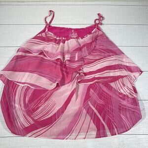 New York & Company Pink and White Spaghetti Strap Shirt Size Medium
